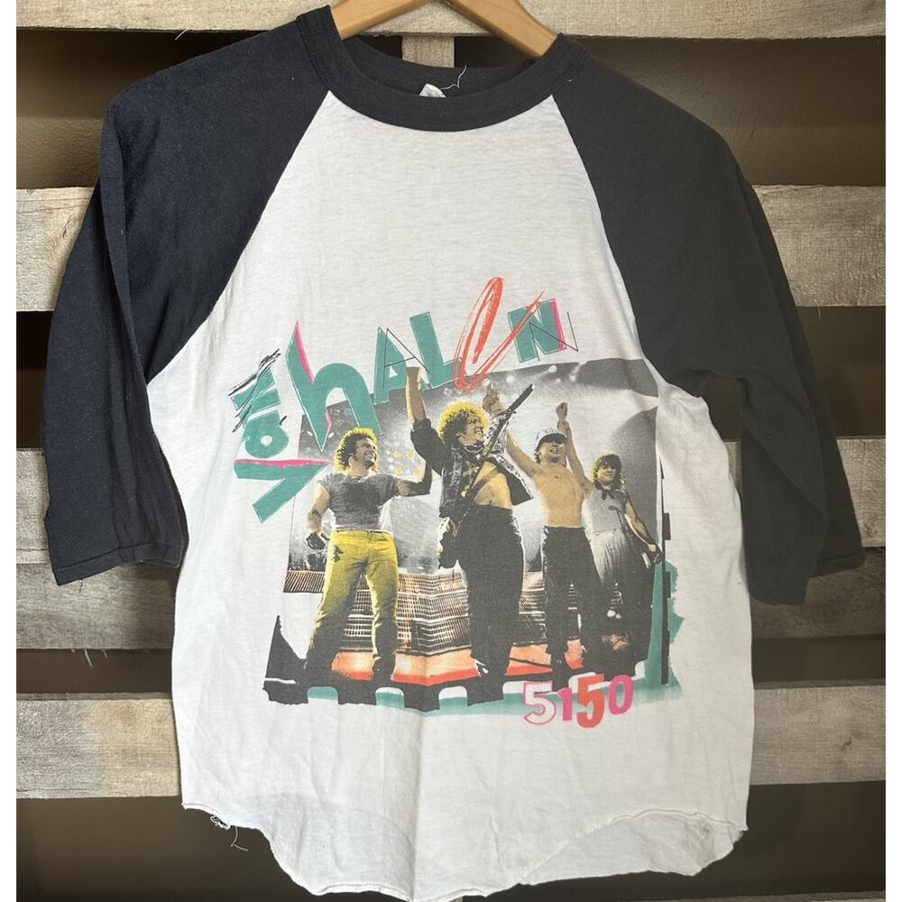 Vintage 1986 Van Halen 5150 Concert Reglan Shirt Size Large